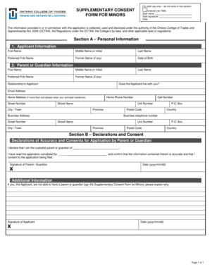 Supplementary Consent Form for Minors