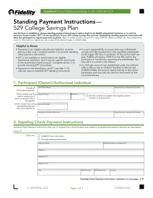 529 College Savings Plan Standing Payment Instructions