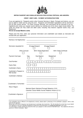 British Passport and Consular Services Payment Form