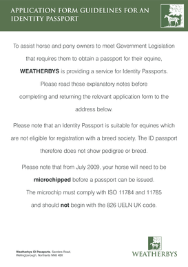 UK Equine Identity Passport Application Form