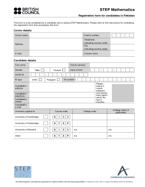STEP Mathematics Registration Form