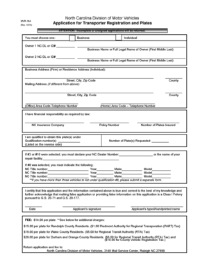 North Carolina Transporter Registration Application