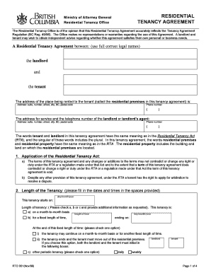 British Columbia Residential Tenancy Agreement