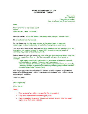 Residential Tenancy Complaint Letter