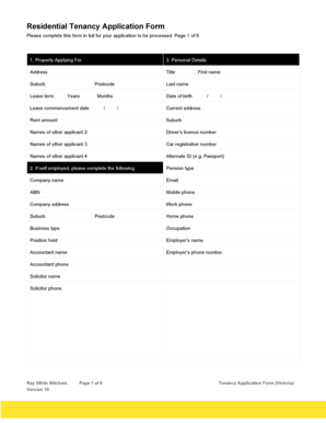 Residential Tenancy Application Form (Victoria)