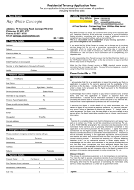 Residential Tenancy Application Form