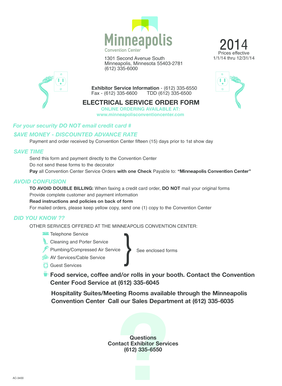 Minneapolis Convention Center Electrical Service Order Form