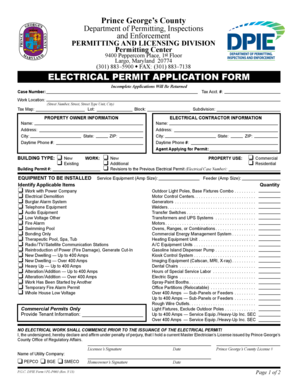 Prince George's County Electrical Permit Application
