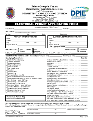 Prince George's County Electrical Permit Application