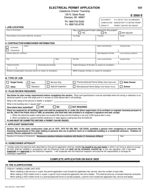 Michigan Electrical Permit Application