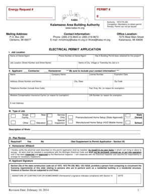 Michigan Electrical Permit Application
