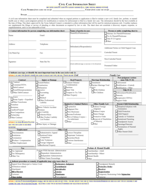 Civil Case Information Sheet