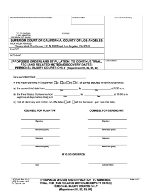 Proposed Order and Stipulation to Continue Trial