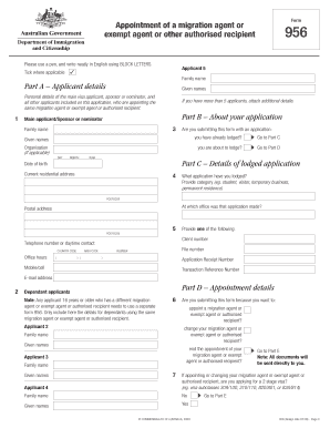 Form 956 Appointment of Migration Agent