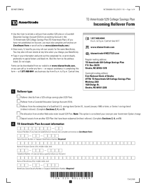 TD Ameritrade 529 College Savings Plan Incoming Rollover Form
