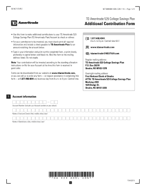 TD Ameritrade 529 College Savings Plan Additional Contribution Form