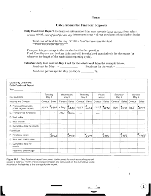 Daily Food Cost Report Template