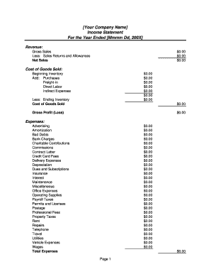 Income Statement Template