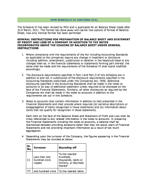 Schedule VI Balance Sheet Template