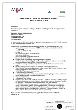 Maastricht School of Management Application Form
