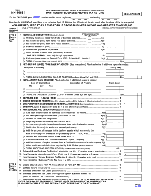 New Hampshire Partnership Business Profits Tax Return