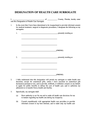 Florida Designation of Health Care Surrogate