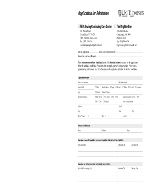 Application for Admission and Personal Financial Statement