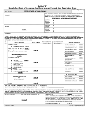 Certificate of Insurance