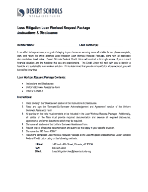 Loss Mitigation Loan Workout Request Package