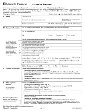 Claimant's Statement for Life Insurance