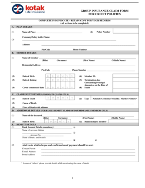 Group Insurance Claim Form