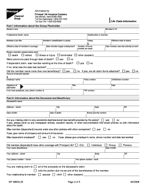 Principal Life Group Life Claim Form