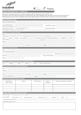 Claim Intimation Form - Credit Life