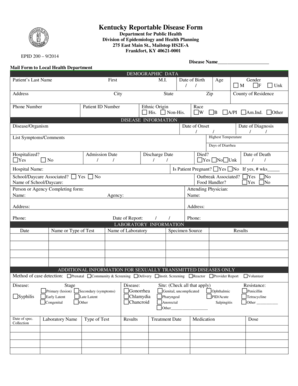 Kentucky Reportable Disease Form