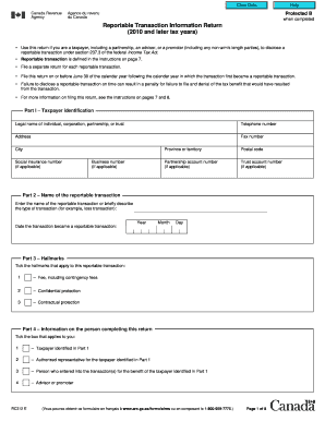 Canada Reportable Transaction Information Return