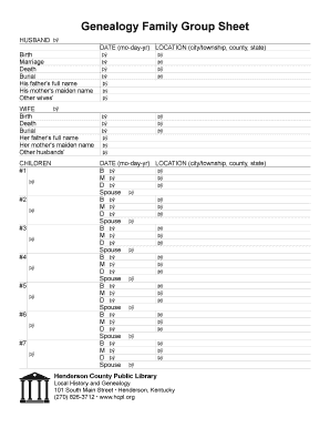 Genealogy Family Group Sheet