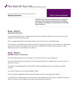 New Hampshire Advance Directive and Durable Power of Attorney