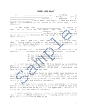 Health Care Proxy Form