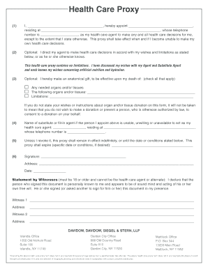 Health Care Proxy Form