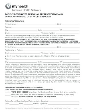 Patient Designated Personal Representative Access Request