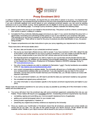 Proxy enrolment form - The University of Sydney - sydney edu