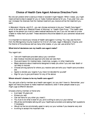 Health Care Agent Advance Directive Form