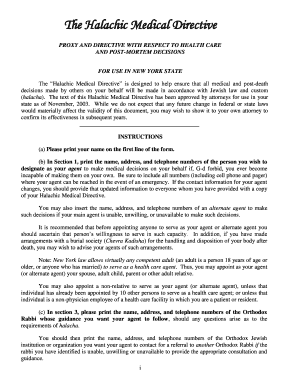 Halachic Medical Directive Proxy and Directive
