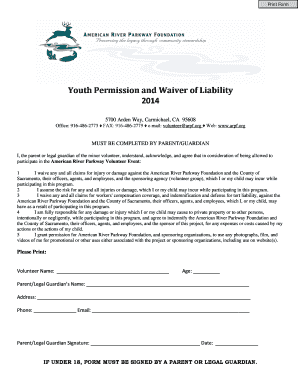Youth Permission and Waiver of Liability