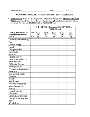 Memorial Symptom Assessment Scale Short Form