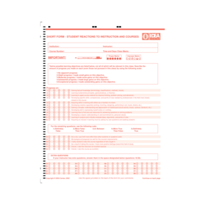Student Reactions to Instruction and Courses Form