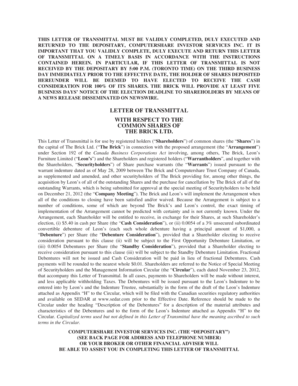 Letter of Transmittal for The Brick Ltd. Shareholders