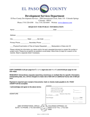 El Paso County Public Information Request Form