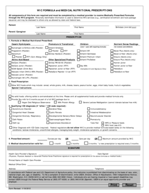WIC Formula and Medical Nutritional Prescriptions