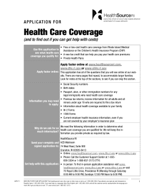 Rhode Island Health Care Coverage Application